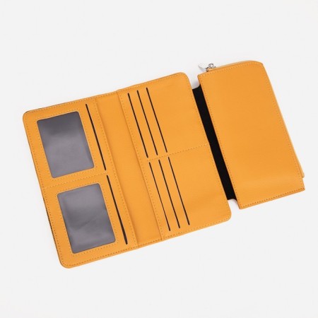 Women's wallet on the button, yellow color-3
