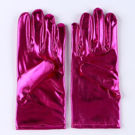 Carnival accessory- gloves, fuchsia metallic, artificial leather-4