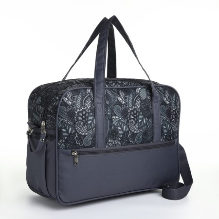 Road bag on lightning, 3 external pockets, a long belt, the color is gray