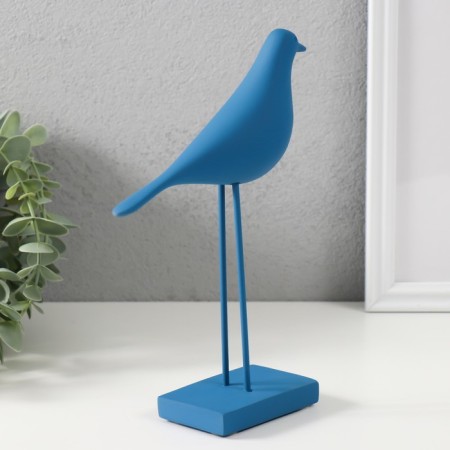 Polystone souvenir "Bird - long paws" bright blue 22x15 cm-2