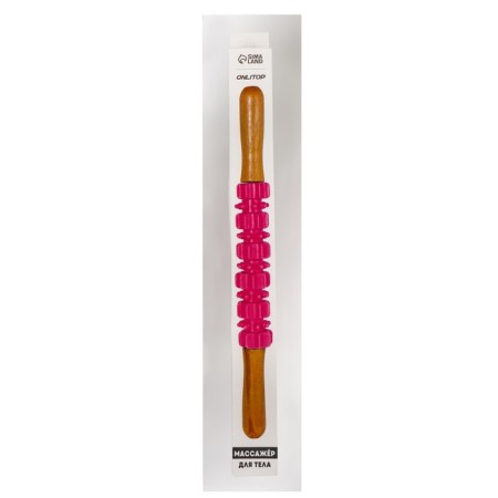 Massage "Skating", universal, 37.5 × 4 cm, wooden, 11 wheels, pink color-4