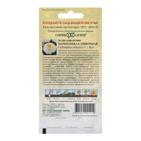 Astra seeds "Pampushka Creamy", one -year -old, 0.3 g-1