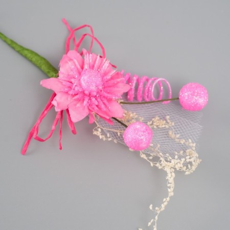 A set of decorative bouquets (12 pcs) "Chrysanthemum" with brilliance, 5x9 cm, pink-2