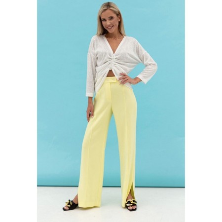 Women's trousers with an ELISEEVA Olesya section, size 44, yellow color