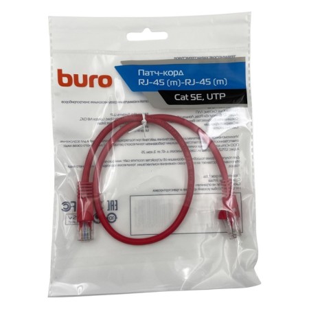 Buro UTP-5-0.5M-R UTP 4 pairs CAT5E CCA Molded 0.5m Red RJ-45 (M) -RJ-45 (M)-1