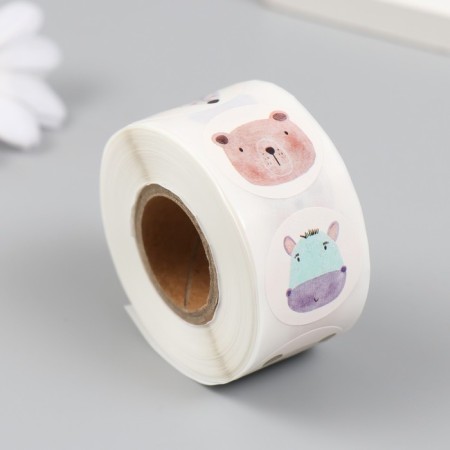 Stick Paper "Watercolor Beasts" d = 2.5 cm 500 pcs in a roll 3x6.5x6.5 cm-1