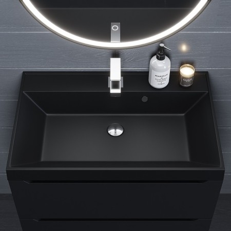 Sink uperwood Classic quartz 70 cm, quartz, black matte, coal-3