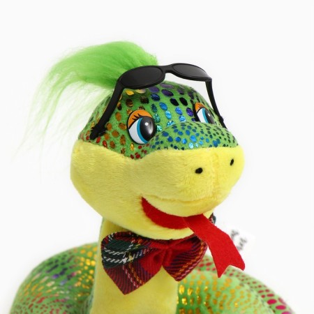 Soft toy "Snake", in dark glasses, 15 cm, green color-5