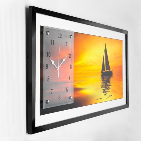 Carting clock is wall-mounted, interior "ship", 50 x 100 cm, on canvas, silent-1