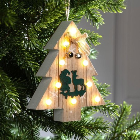 Christmas tree toy "Christmas tree with Santa Claus and deer", from batteries, glow of warm white-2