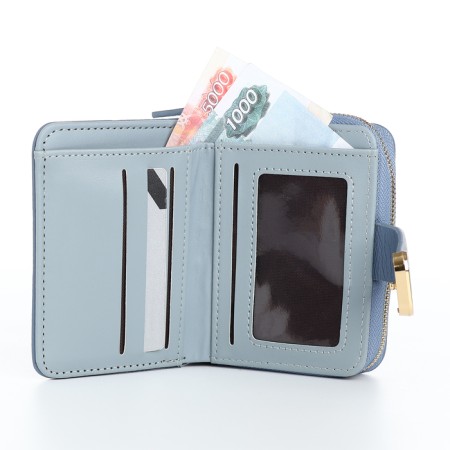 Women's wallet on the button, blue color-5