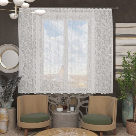 Tulle to the kitchen without curtain tape, size 165x170cm, white color, 100% polyester
