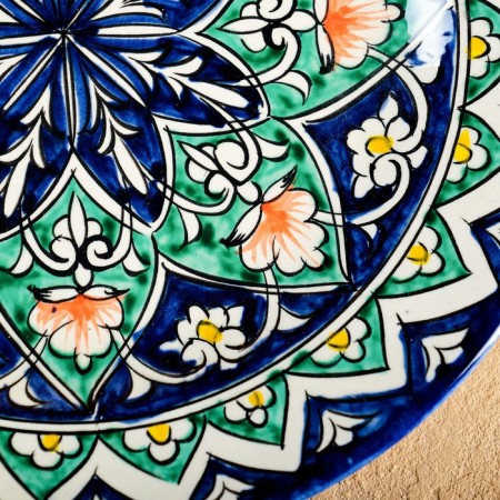 Plate of the Rishtan ceramics "Kalam", 23 cm, blue-2