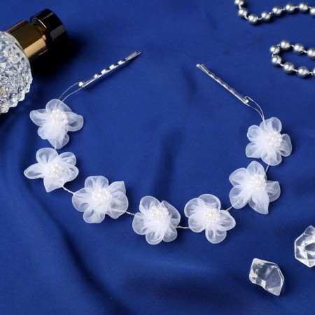 Hair accessory "Push Flowers" beads, 23 cm, white