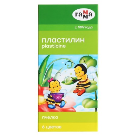 Plasticine soft (wax) 6 colors 90 g Gamma "bee", with a stack, cardboard packaging 280029n-5