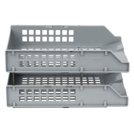 A set of horizontal paper trays 2 pieces of Strong, on metal rods, gray-6