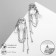 Earrings with rhinestones "Circus" with chains, white color in silver
