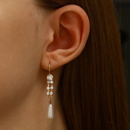 Earrings with pearls "spikelet" drop, color mix-7