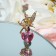 Brooch "Fairy" in the heart, white-pink color in gold