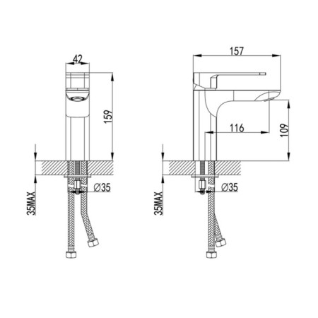 Mixer for the IDDIS Slide Slibl00i01 sink, single -legged, pour height 109 mm, black-5