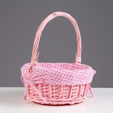 Wicker basket, 22 x 22 x 11 x 27 cm, pink