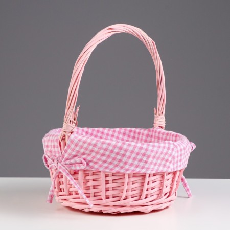Wicker basket, 22 x 22 x 11 x 27 cm, pink