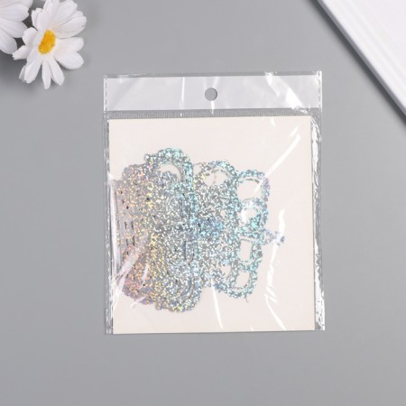 Stick paper, plastic "Crown of the Emperor" holography silver set 12 pcs 3 sizes-2