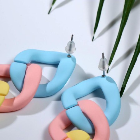 Earrings Plastic "Chain" gradient is mixed, colored-2