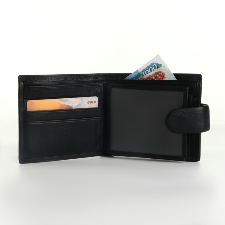 Male purse on the button, black color-5