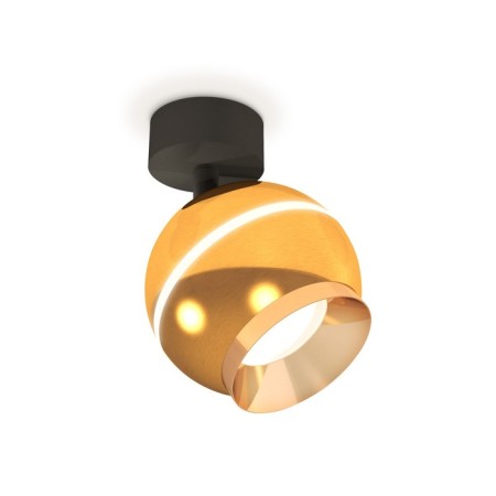 A set of rotary lamp with additional backlight by Ambrella Light, Techno, XM1105002, GU5.3, Color Gold polished, black sand