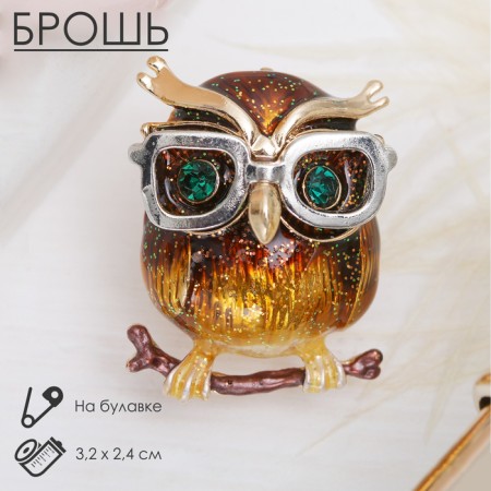 Brooch "Eagle owls", color in gold