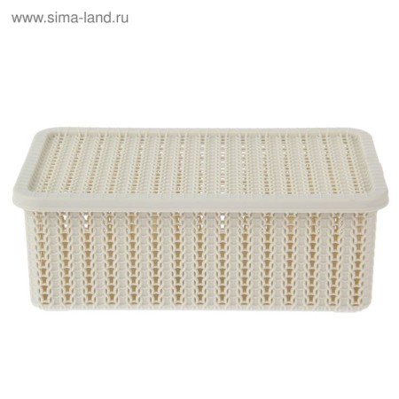 Storage basket with a “knitting” lid, 3 l, 26.5 × 15 × 10 cm, white color-8