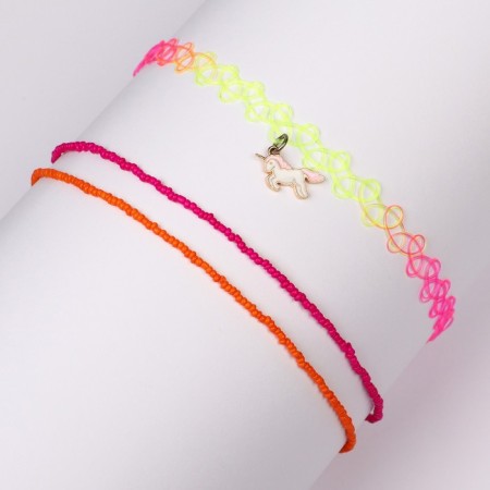 Choker and beads, 3 pieces, a set of jewelry, Minnie Mouse and a unicorn-3