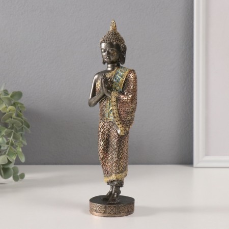 Souvenir Polystone "Buddha - Anjali -Mudra" Gray 6x7x23.5 cm-3