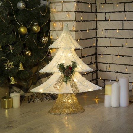 LED figure "Christmas tree" 40 × 50 × 10 cm, metal, textiles, 220 V, glow warm white