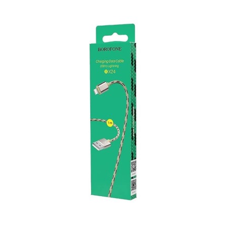 Cable Borofone BX24, Lightning - USB, 2.4 A, 1 m, nylon braid, golden-3