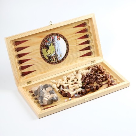 Board game 3 in 1 "Kulikovo Battle": chess, checkers, backgammon, wood, 50 x 50 cm-2