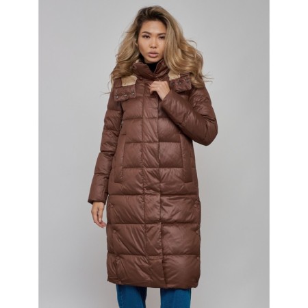 Coat insulated winter female, size 48, color dark brown-19