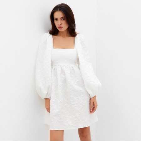 Women's dress with a bow Mist, p. S, white-4