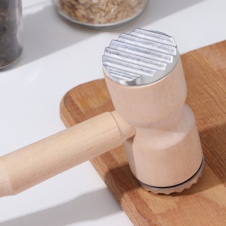 Wooden meat hammer with metal-1