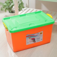 Container for storage with a lid, 50 l, 63 × 40 × 33 cm, on wheels, color mix
