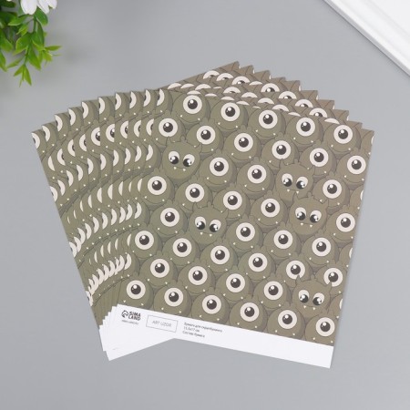 Scrapbooking paper bilateral "monsters and leaves" density 180 grams set 10 pcs 15.5x17 cm-1