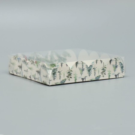 Box for confectionery products with PVC “Happy New Year!”, Fox, 13 x 13 x 3 cm, New Year-1