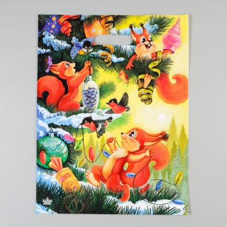 Package "Three Belchika", polyethylene with a cut pen, 40x31 cm, 60 μm set 10 pieces