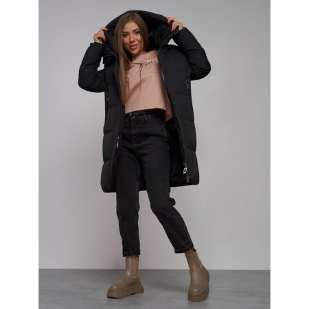 Coat insulated winter female, size 44, black color-17