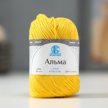 Yarn "Alma" 100% cotton 170m/50g (104 yellow)