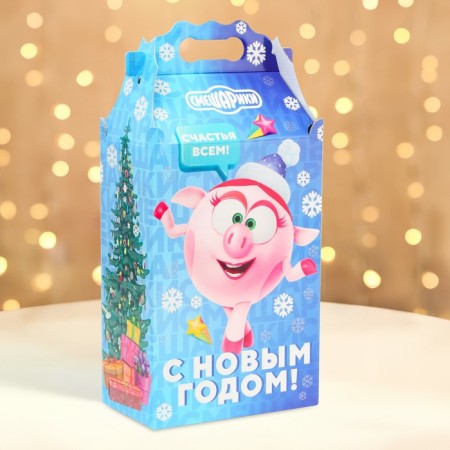 New Year. Gift box New Year's corporate party "Smeshariki" License 20.3 x 12.3 x 41 cm.