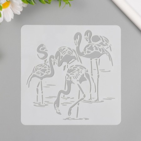 Flamingo plastic stencil 15x15 cm