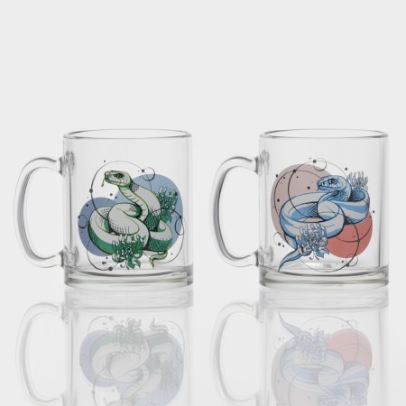 New Year's glass tea mug "Snakes", 320 ml, mix-5