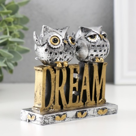 Polystone souvenir "Two eagle owls on the letters. Dream" 4x10x10 cm-1